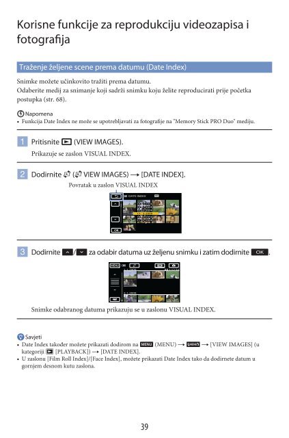 Sony HDR-CX500E - HDR-CX500E Mode d'emploi Croate