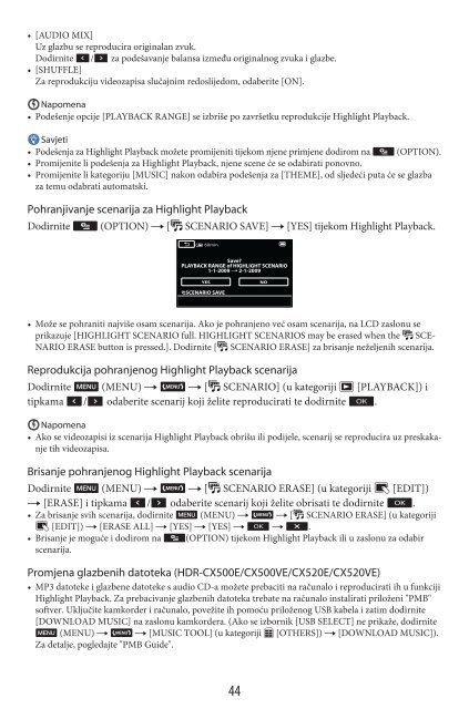 Sony HDR-CX500E - HDR-CX500E Mode d'emploi Croate