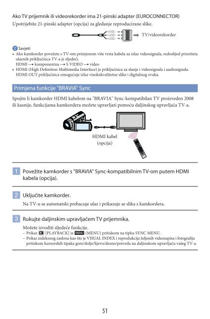 Sony HDR-CX500E - HDR-CX500E Mode d'emploi Croate