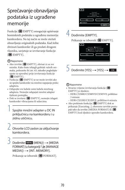 Sony HDR-CX500E - HDR-CX500E Mode d'emploi Croate