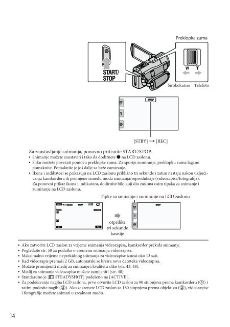 Sony HDR-CX500E - HDR-CX500E Mode d'emploi Croate