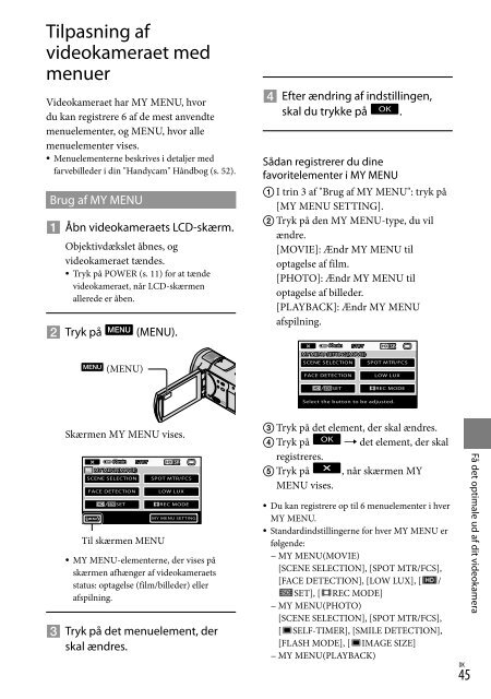 Sony HDR-CX500E - HDR-CX500E Consignes d&rsquo;utilisation Danois