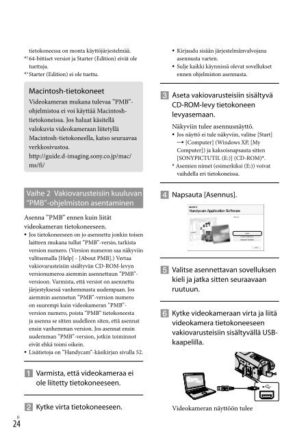 Sony HDR-CX500E - HDR-CX500E Consignes d&rsquo;utilisation Finlandais