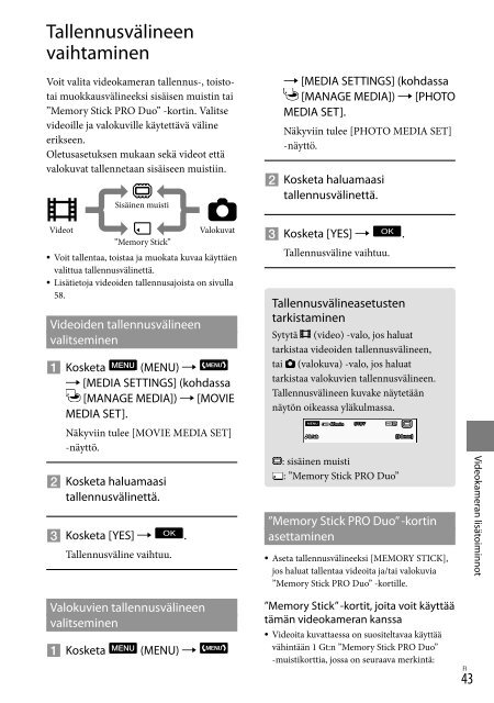 Sony HDR-CX500E - HDR-CX500E Consignes d&rsquo;utilisation Finlandais