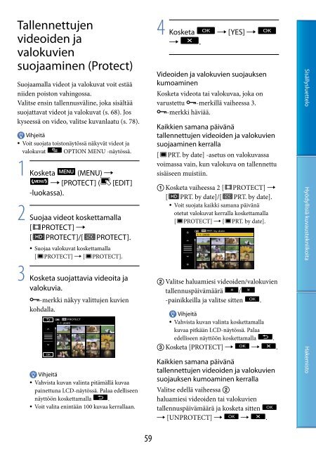 Sony HDR-CX500E - HDR-CX500E Consignes d&rsquo;utilisation Finlandais
