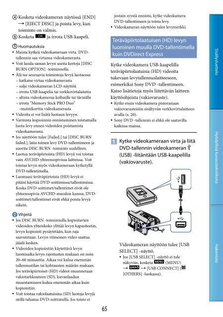 Sony HDR-CX500E - HDR-CX500E Consignes d&rsquo;utilisation Finlandais