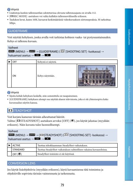 Sony HDR-CX500E - HDR-CX500E Consignes d&rsquo;utilisation Finlandais