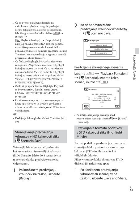 Sony HDR-PJ710VE - HDR-PJ710VE Mode d'emploi Slov&eacute;nien