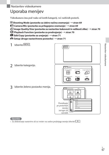 Sony HDR-PJ710VE - HDR-PJ710VE Mode d'emploi Slov&eacute;nien