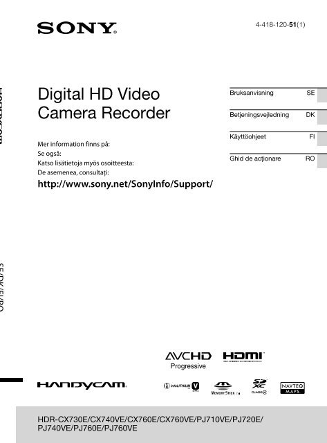 Sony HDR-PJ710VE - HDR-PJ710VE Consignes d&rsquo;utilisation Roumain