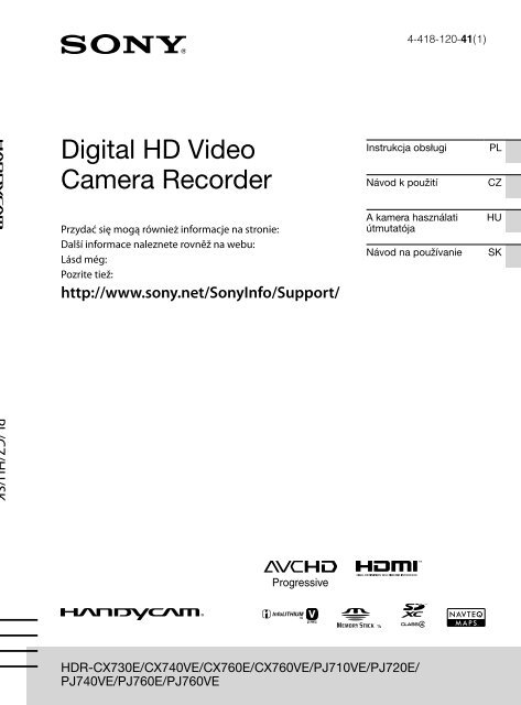 Sony HDR-PJ710VE - HDR-PJ710VE Consignes d&rsquo;utilisation Tch&egrave;que