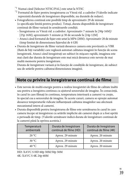 Sony ILCE-6300Z - ILCE-6300Z Mode d'emploi Roumain