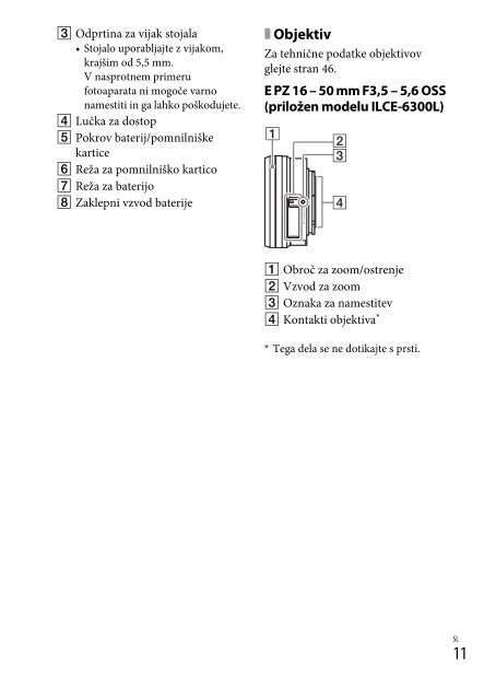 Sony ILCE-6300Z - ILCE-6300Z Mode d'emploi Slov&eacute;nien