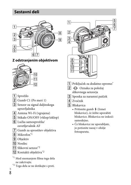 Sony ILCE-6300Z - ILCE-6300Z Mode d'emploi Slov&eacute;nien