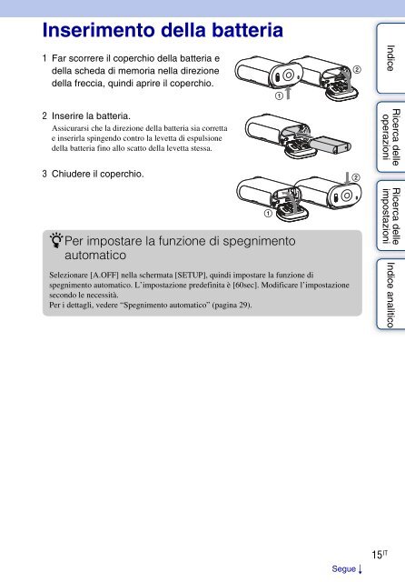 Sony HDR-AS30VD - HDR-AS30VD Guida all&rsquo;uso