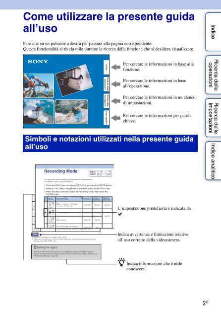 Sony HDR-AS30VD - HDR-AS30VD Guida all&rsquo;uso