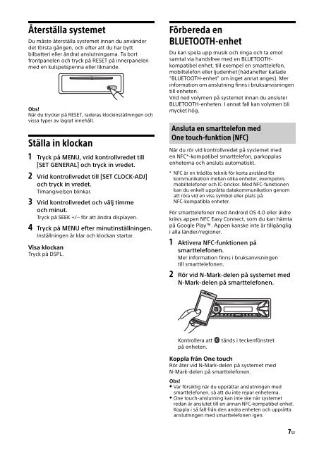 Sony MEX-N4100BT - MEX-N4100BT Consignes d&rsquo;utilisation Su&eacute;dois