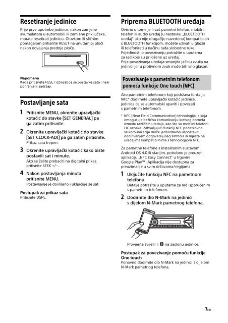 Sony MEX-N4100BT - MEX-N4100BT Consignes d&rsquo;utilisation Croate