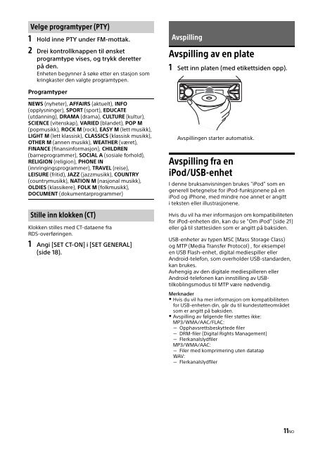 Sony MEX-N4100BT - MEX-N4100BT Consignes d&rsquo;utilisation Norv&eacute;gien