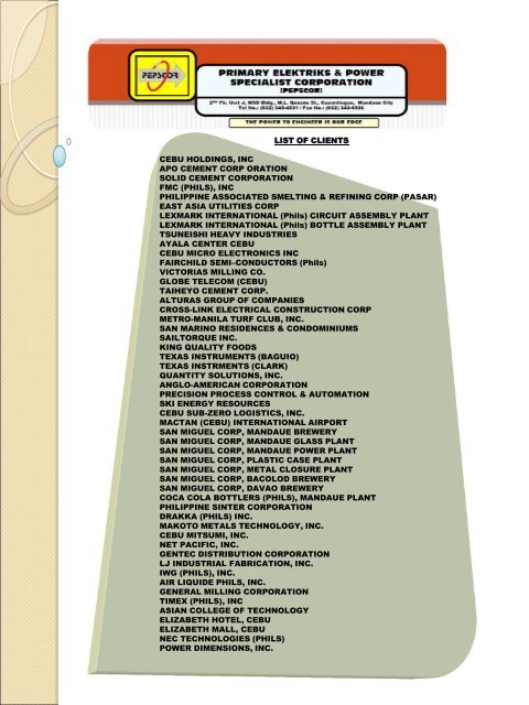 PEPSCOR PROFILE 2017