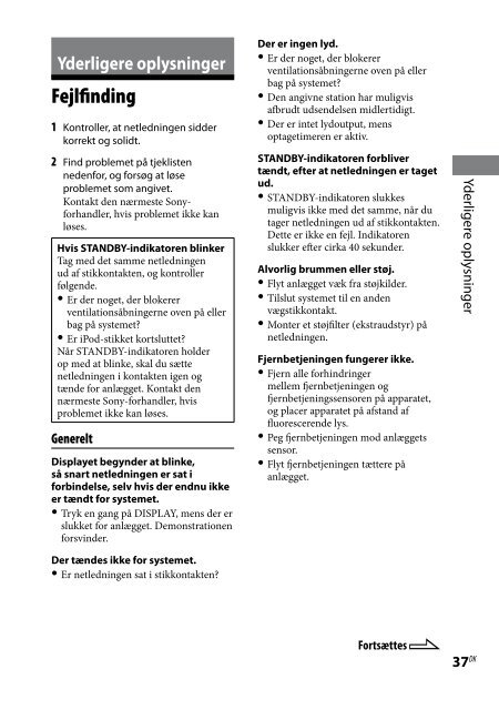 Sony CMT-Z100IR - CMT-Z100IR Consignes d&rsquo;utilisation Danois