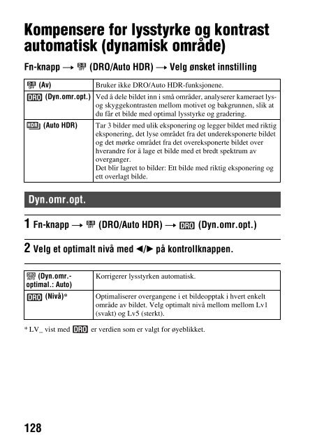 Sony SLT-A58M - SLT-A58M Mode d'emploi Norv&eacute;gien