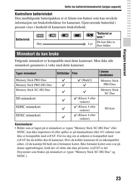 Sony SLT-A58M - SLT-A58M Mode d'emploi Norv&eacute;gien