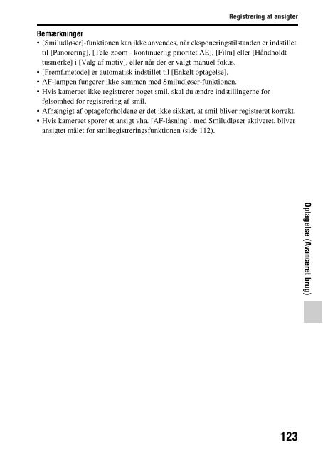 Sony SLT-A58M - SLT-A58M Mode d'emploi Danois