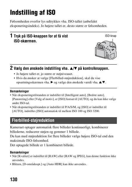 Sony SLT-A58M - SLT-A58M Mode d'emploi Danois