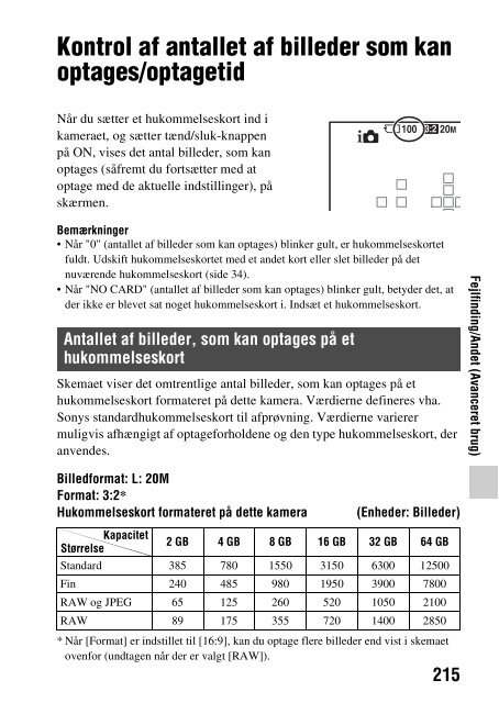 Sony SLT-A58M - SLT-A58M Mode d'emploi Danois