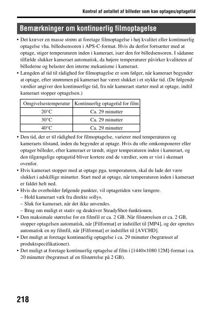 Sony SLT-A58M - SLT-A58M Mode d'emploi Danois