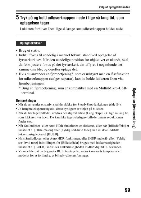 Sony SLT-A58M - SLT-A58M Mode d'emploi Danois