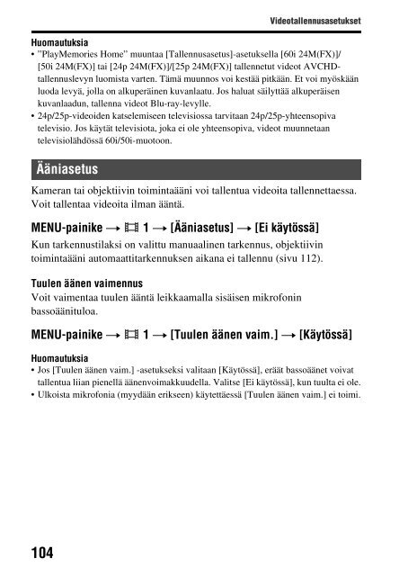 Sony SLT-A58M - SLT-A58M Mode d'emploi Finlandais