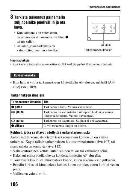 Sony SLT-A58M - SLT-A58M Mode d'emploi Finlandais