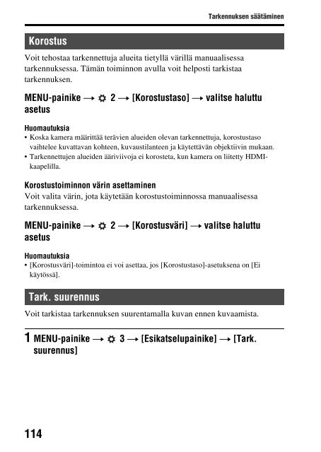 Sony SLT-A58M - SLT-A58M Mode d'emploi Finlandais