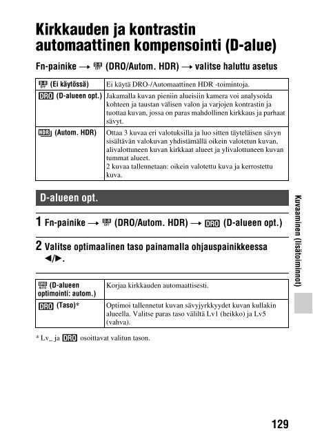 Sony SLT-A58M - SLT-A58M Mode d'emploi Finlandais