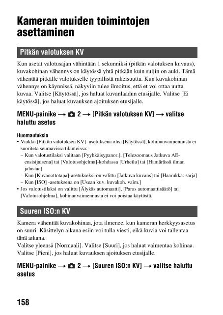 Sony SLT-A58M - SLT-A58M Mode d'emploi Finlandais