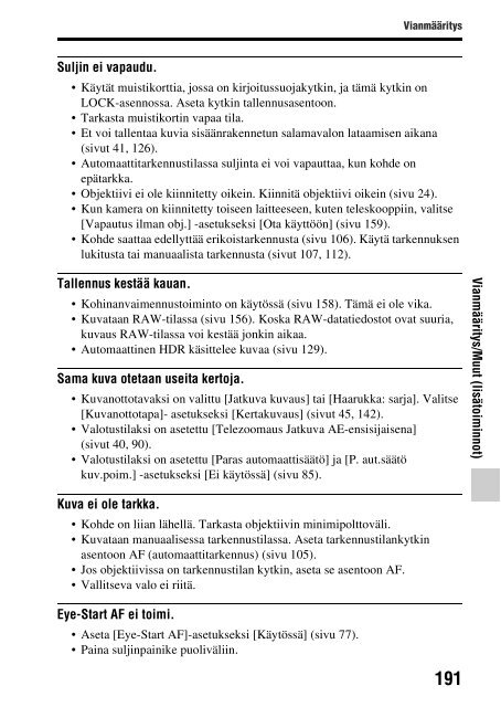 Sony SLT-A58M - SLT-A58M Mode d'emploi Finlandais