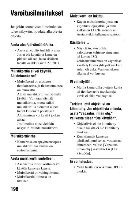 Sony SLT-A58M - SLT-A58M Mode d'emploi Finlandais