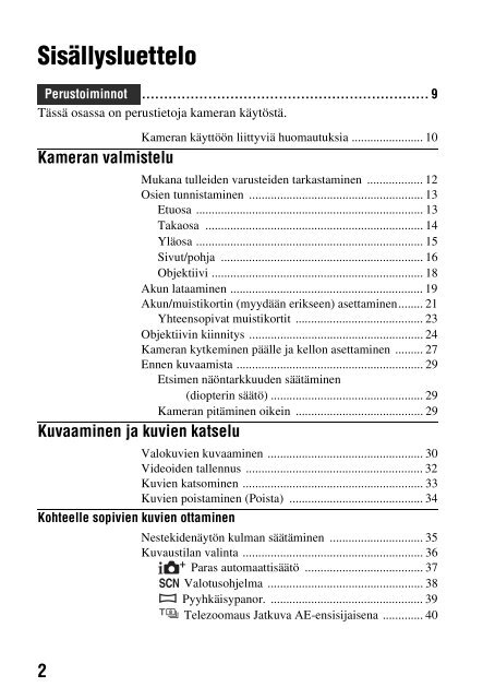 Sony SLT-A58M - SLT-A58M Mode d'emploi Finlandais