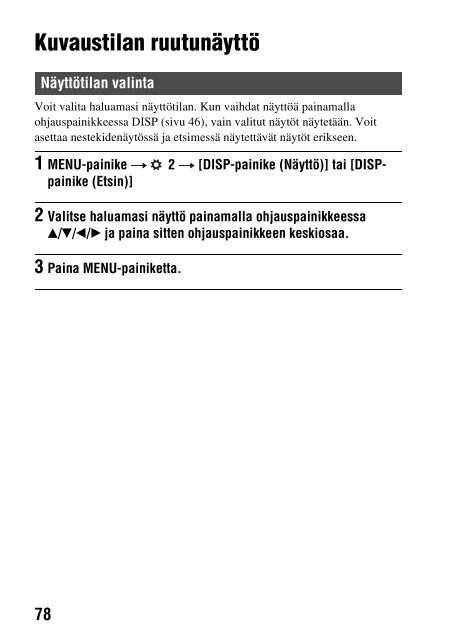 Sony SLT-A58M - SLT-A58M Mode d'emploi Finlandais