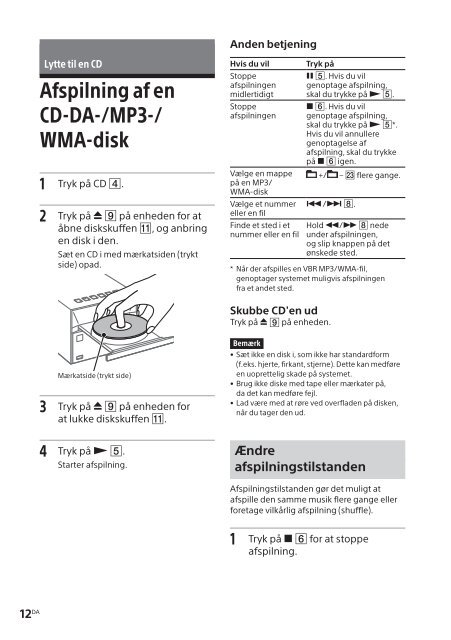 Sony CMT-SBT20B - CMT-SBT20B Consignes d&rsquo;utilisation Danois