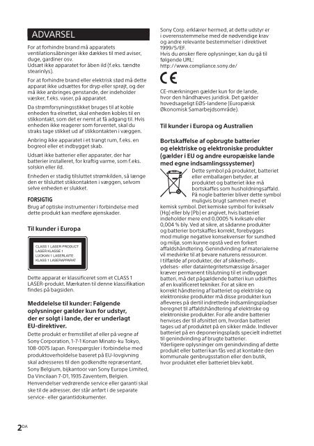 Sony CMT-SBT20B - CMT-SBT20B Consignes d&rsquo;utilisation Danois