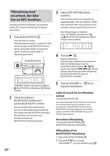 Sony CMT-SBT20B - CMT-SBT20B Consignes d&rsquo;utilisation Danois