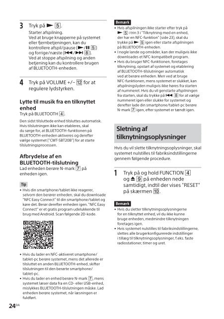 Sony CMT-SBT20B - CMT-SBT20B Consignes d&rsquo;utilisation Danois