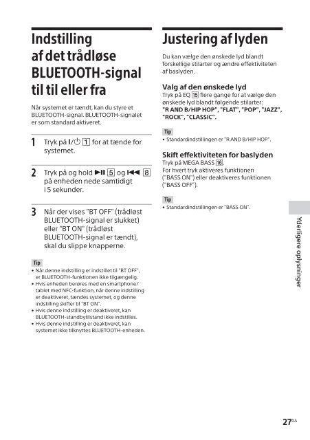 Sony CMT-SBT20B - CMT-SBT20B Consignes d&rsquo;utilisation Danois