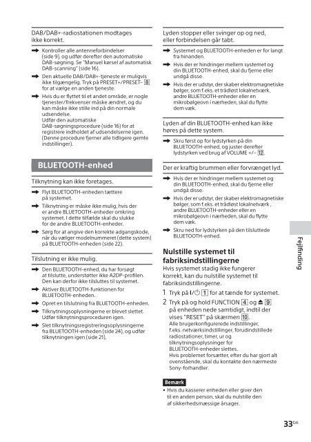 Sony CMT-SBT20B - CMT-SBT20B Consignes d&rsquo;utilisation Danois