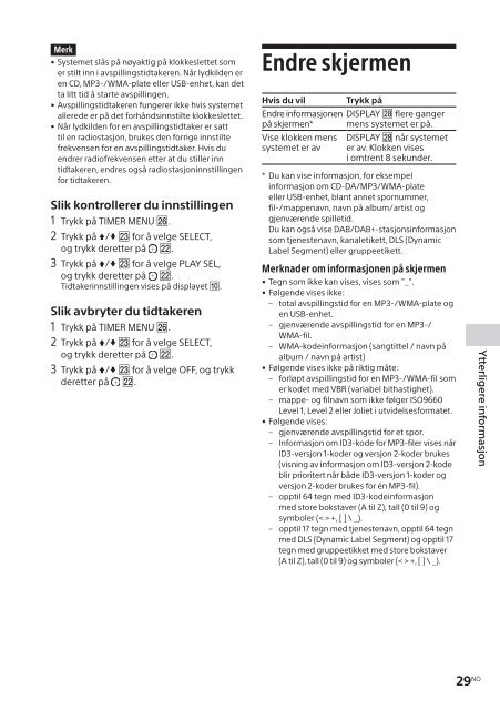 Sony CMT-SBT20B - CMT-SBT20B Consignes d&rsquo;utilisation Norv&eacute;gien