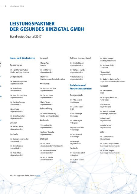 Gesundes Kinzigtal GmbH Jahresbericht 2016 – Gesundheit kennt keine Grenzen