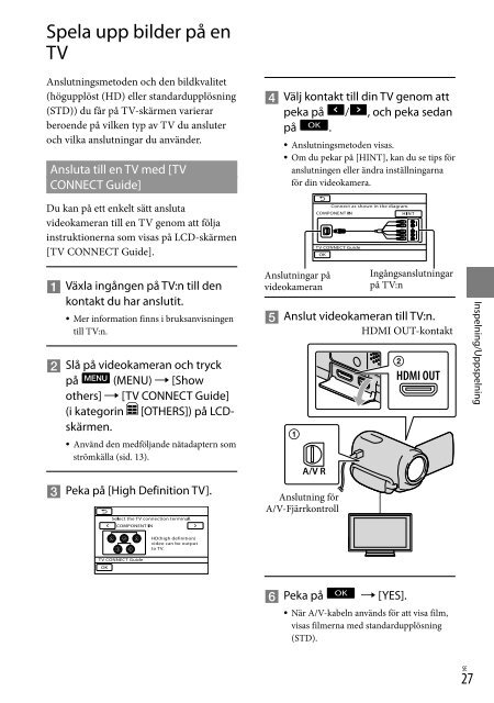 Sony HDR-CX350VE - HDR-CX350VE Consignes d&rsquo;utilisation Su&eacute;dois